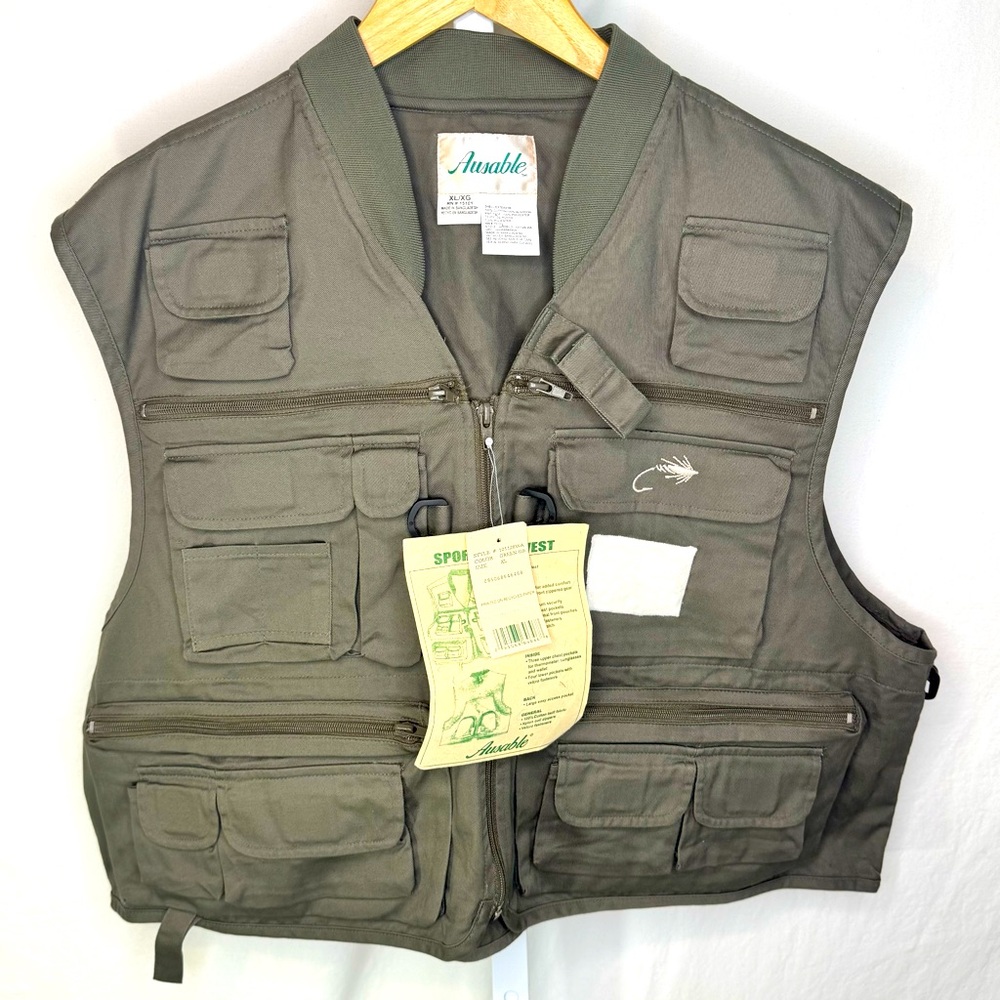Ausable Vintage Green Fishing Vest Size XL